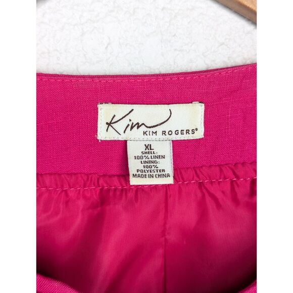 Kim Rogers 100% Linen Blazer Short Jacket Sz. XL Magenta Ruffle Workwear Dressy - Picture 4 of 9